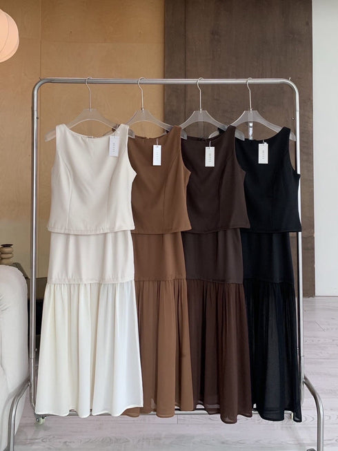 Two Piece Sleeveless Top With Skirt